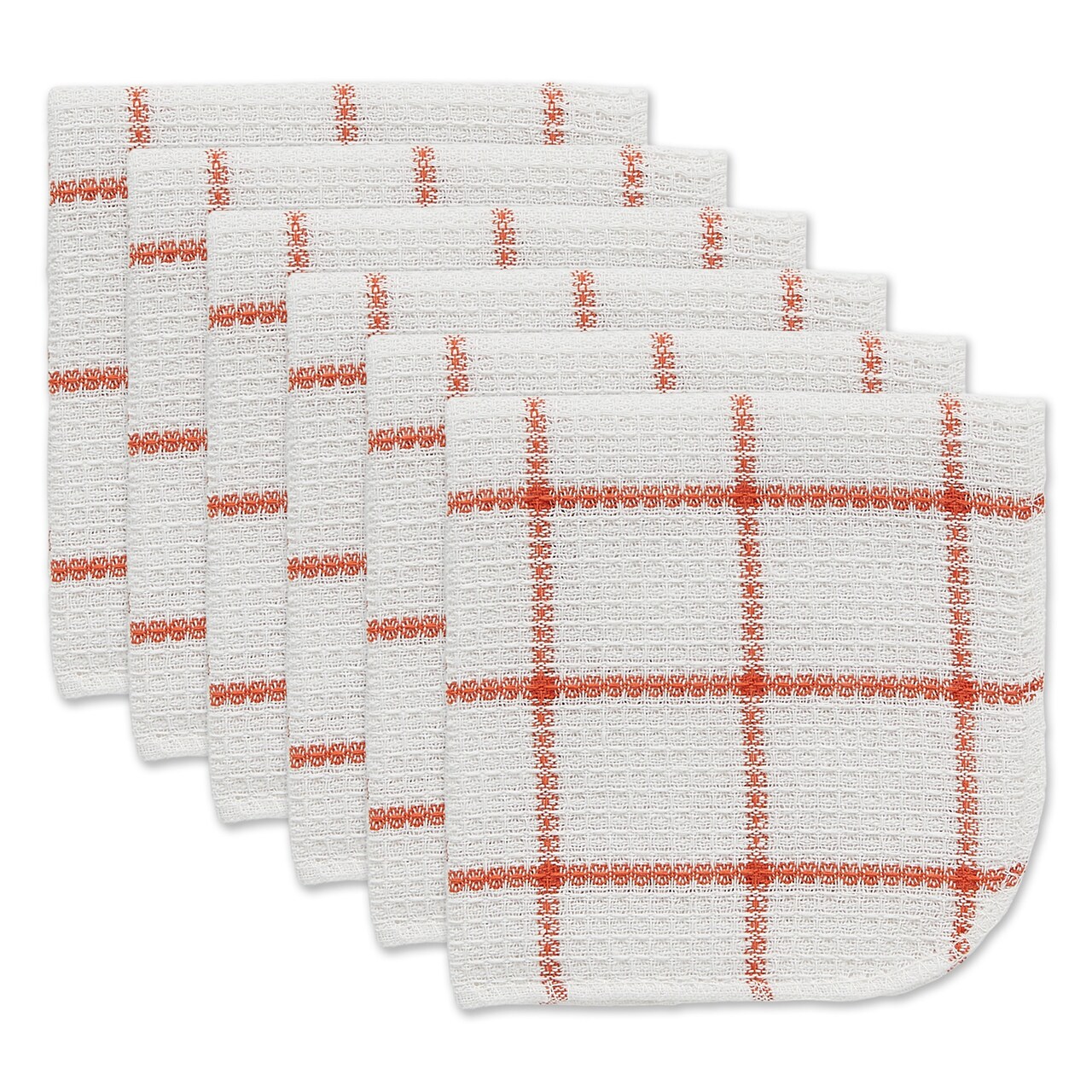 Contemporary Home Living Set of 6 Spice Red and White Scrubber Dish Cloth,  12